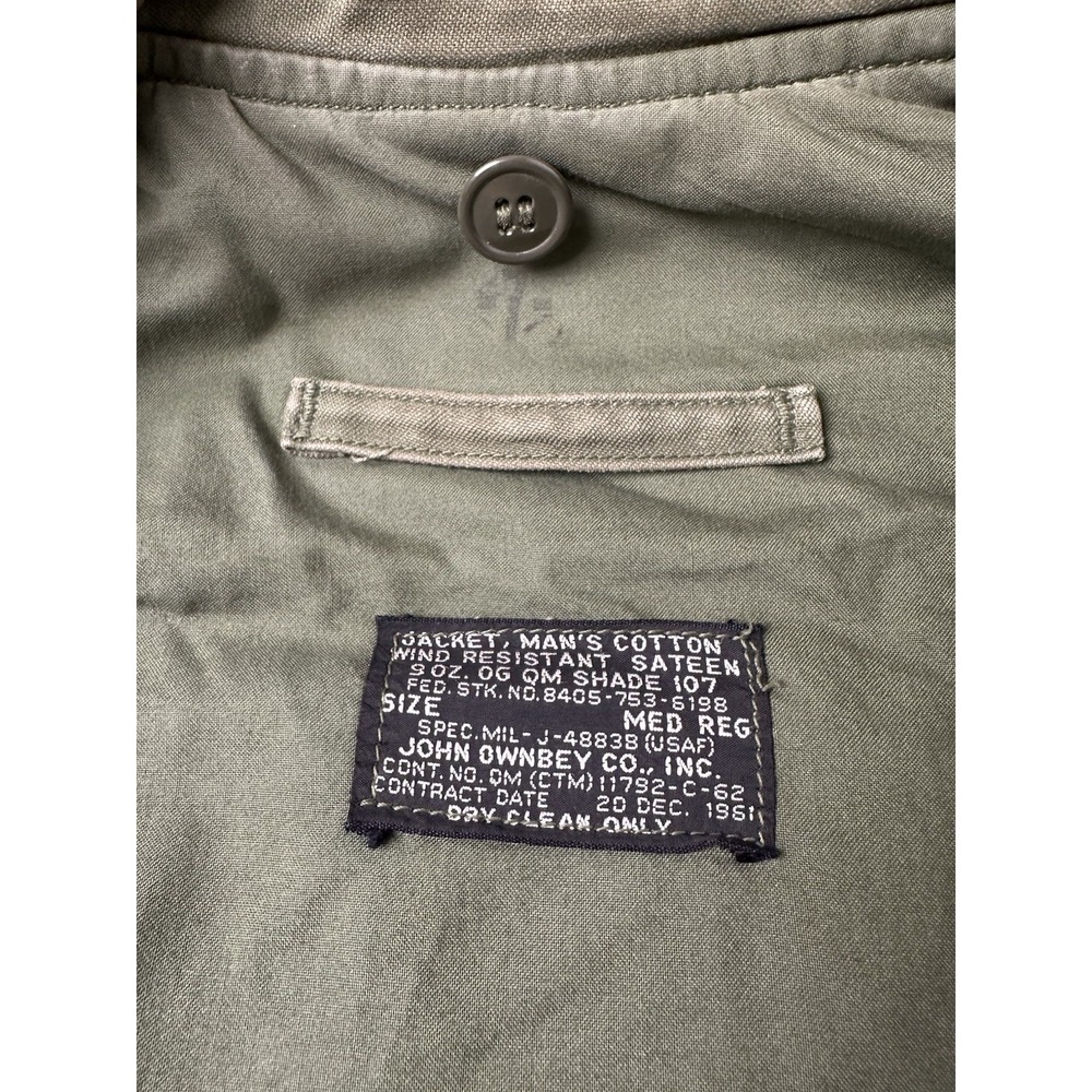 Vintage Mens Jacket JOHN OWNBEY CO. INC 1961 9 OZ OG-107 CARGO Army, Size M - Picture 6 of 16